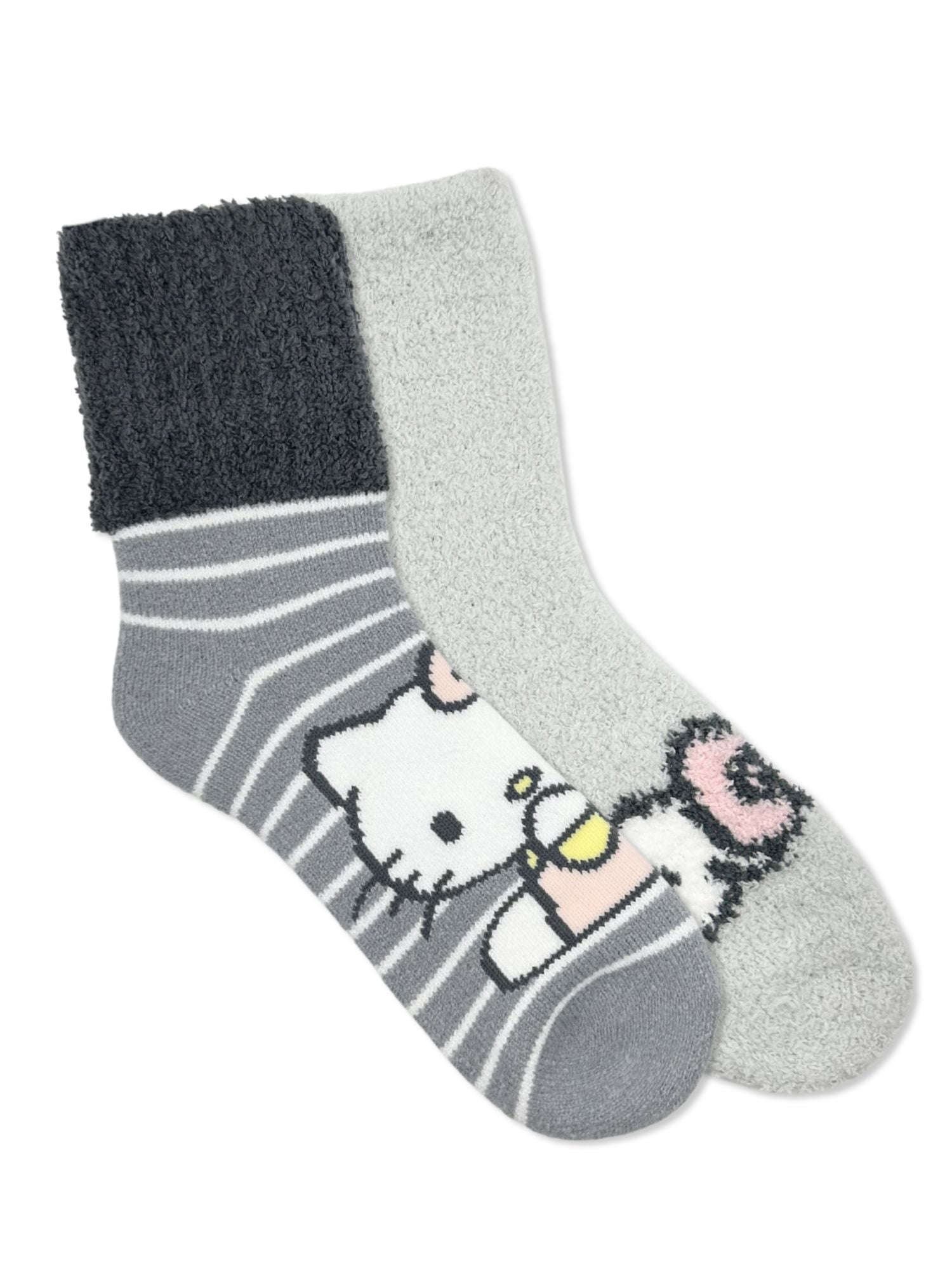 Hello Kitty Women's Cozy Crew Socks, 2-Pack, Shoe Sizes 4-10