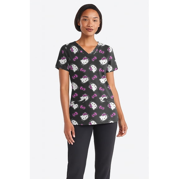 Hello Kitty Women's Graphic Scrub Top, Sizes S-3XL