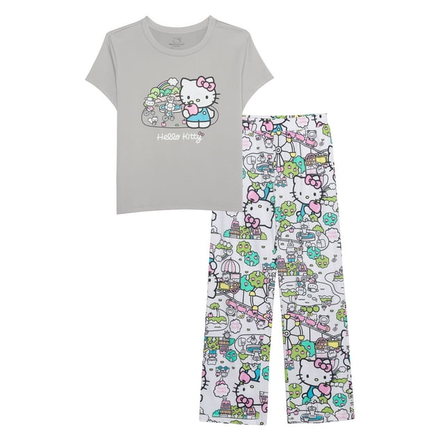Hello Kitty Women's Graphic Tee and Pant Set, 2-Piece, Sizes XS-3X