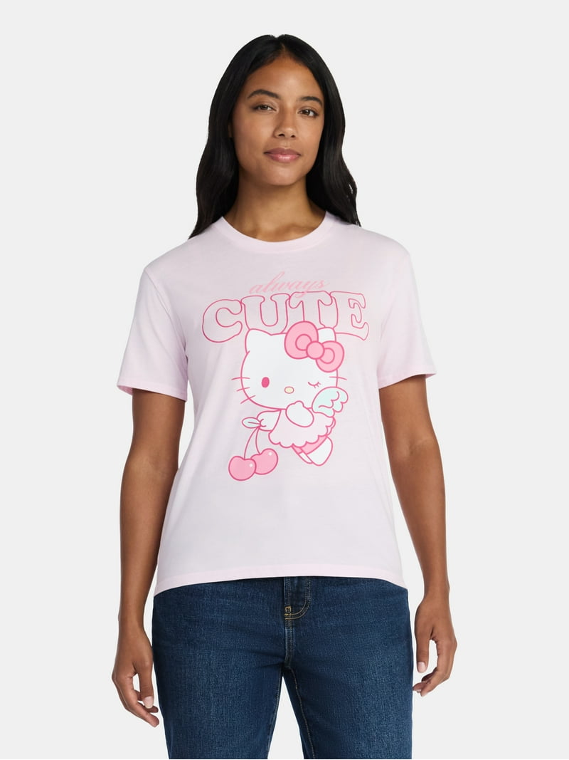 Hello Kitty Women's Graphic Tee with Short Sleeves, Sizes XXS-XXL