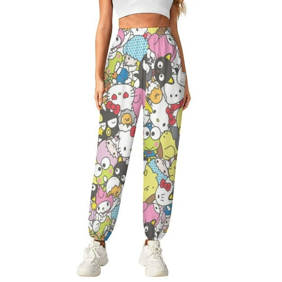 Hello Kitty Women's Harem Pants, Hippie Casual Pants Flowy Yoga Trousers with Pockets