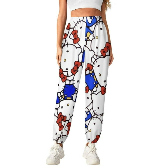 Hello Kitty Women's Harem Pants, Hippie Casual Pants Flowy Yoga Trousers with Pockets