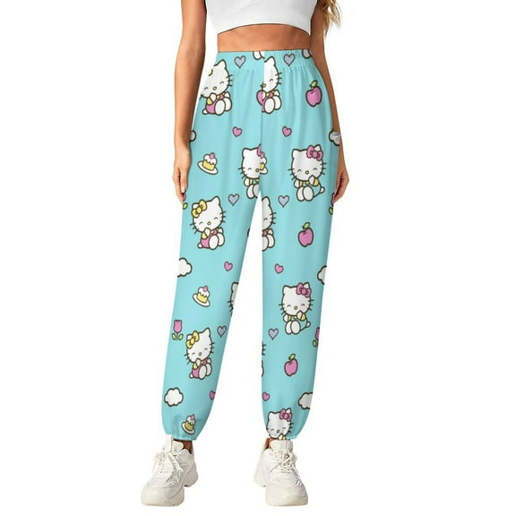 Hello Kitty Women's Harem Pants, Hippie Casual Pants Flowy Yoga Trousers with Pockets