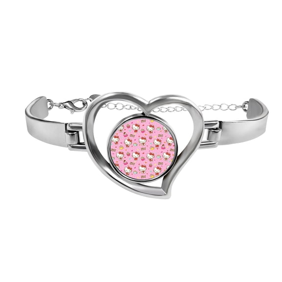 Hello Kitty Women's Heart Charm Bracelets Stainless Steel Link Bracelet Birthday Gifts for Women Jewelry