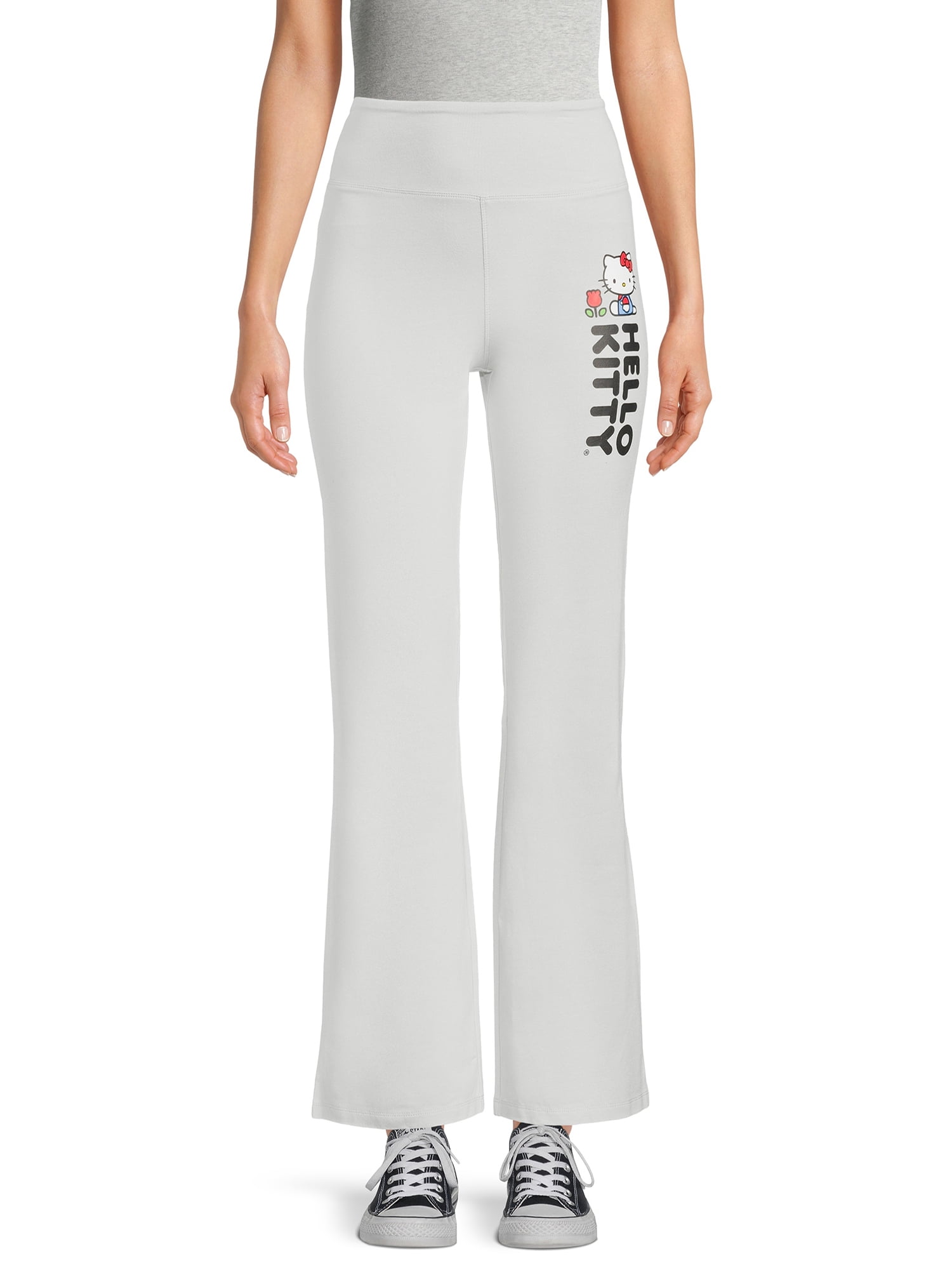 Juniors Hello Kitty And Friends Checkered Womens Mid Rise Flare Pull-On  Pants, Color: White - JCPenney