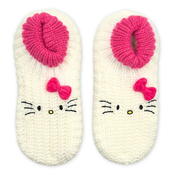 Hello Kitty Women's Knit Slipper Socks with 3D Bow, 1-Pack, Size 7-9.5