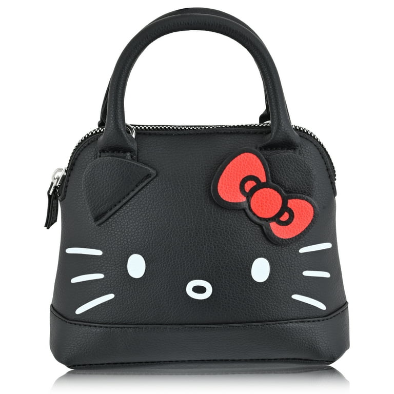 HELLO KITTY MAXRIENY ブラック ショルダーバッグ 牛革 Hello Kitty Black Quilted Mini Crossbody (I Love Hello Kitty