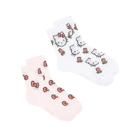 Hello Kitty Women's Mid Crew Socks, 2-Pack