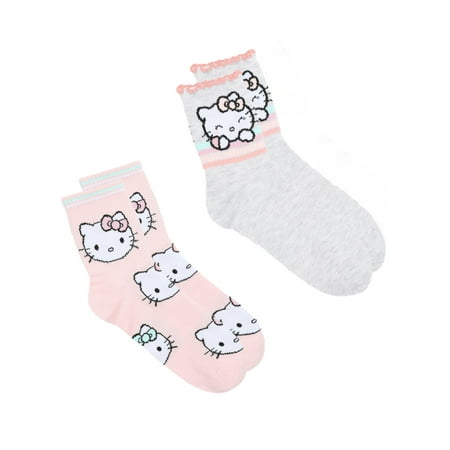 Hello Kitty Women's Mid Crew Socks, 2-Pack
