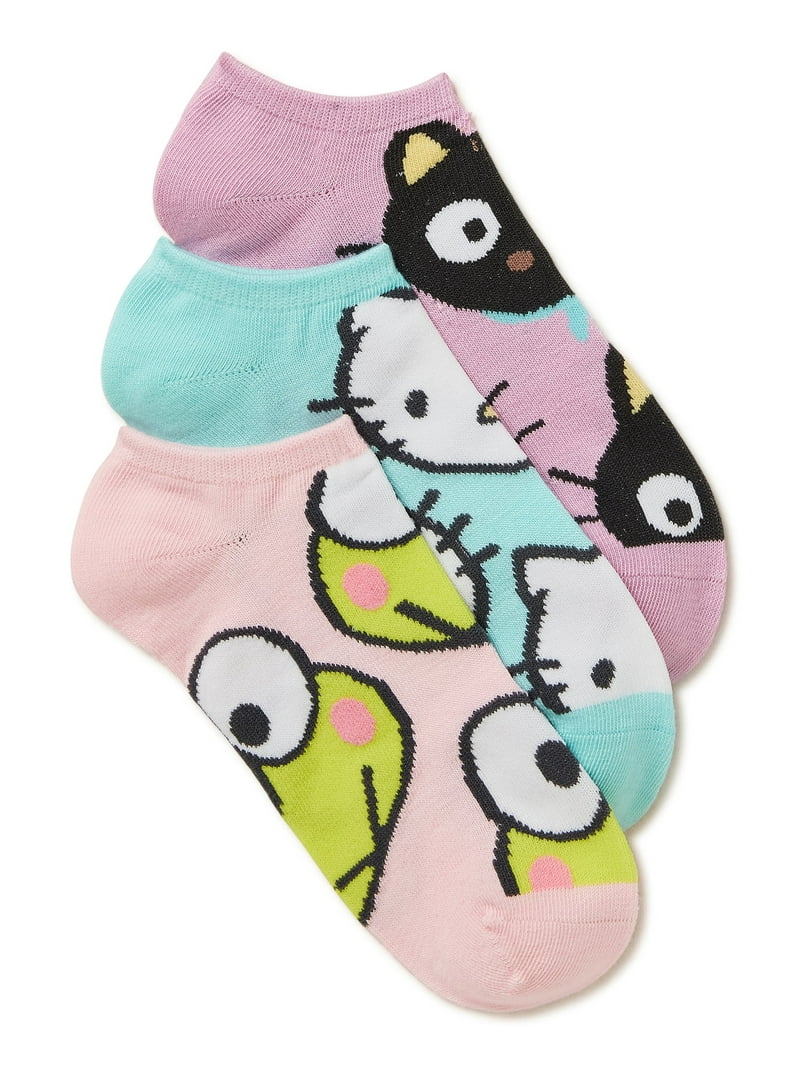 Hello Kitty Sanrio Women's No-Show Socks, 3-Pack, Size 4-10