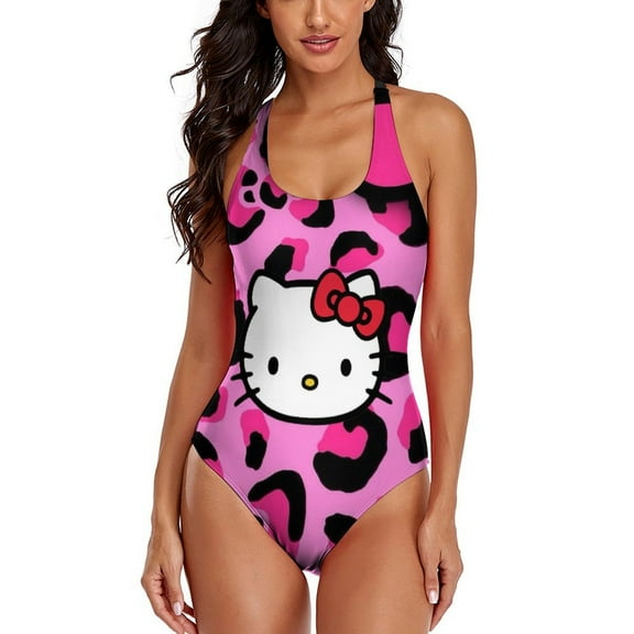 Hello Kitty Women's One Piece Swimsuit Athletic Training Swimwear Bathing Suit