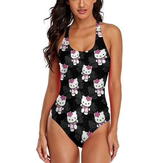 Hello Kitty Women's One Piece Swimsuit Athletic Training Swimwear Bathing Suit
