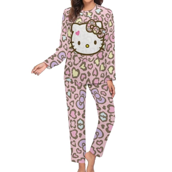 Hello Kitty Women's Pajama Sets Long Sleeve Pajamas Top And Pants Sleepwear Nightwear Soft Pjs Lounge Sets