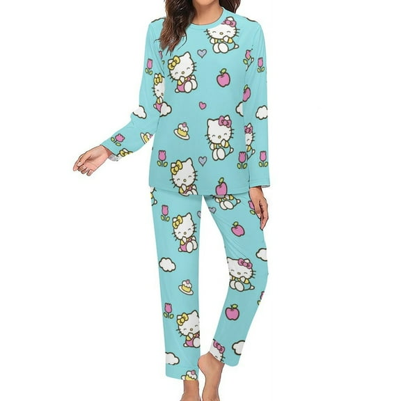 Hello Kitty Women's Pajama Sets Long Sleeve Pajamas Top And Pants Sleepwear Nightwear Soft Pjs Lounge Sets