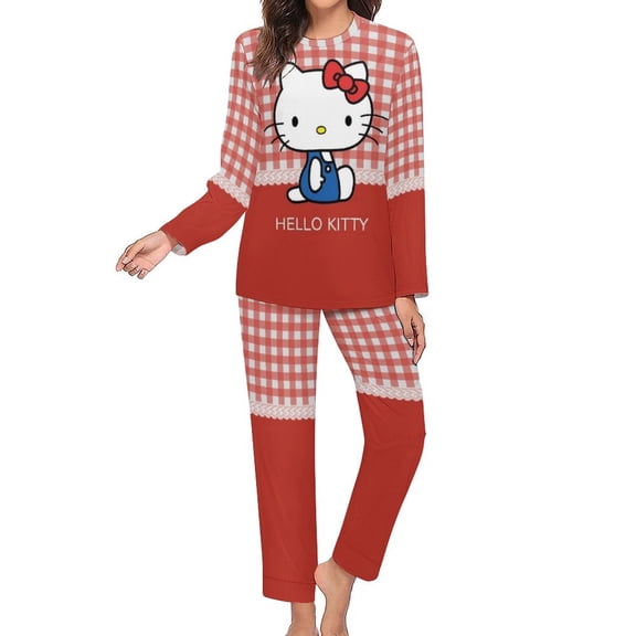 Hello Kitty Women's Pajama Sets Long Sleeve Pajamas Top And Pants Sleepwear Nightwear Soft Pjs Lounge Sets