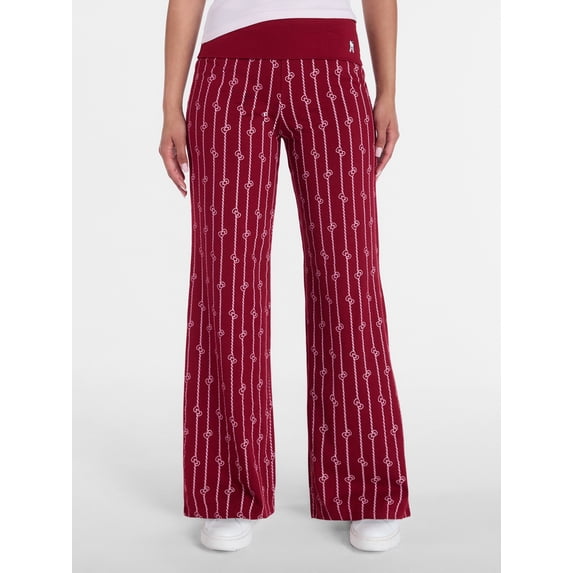 Hello Kitty Women’s Pinstripe Wide Leg Foldover Pants, Sizes XXS-XXL