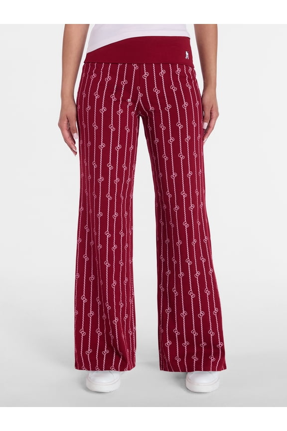 Women’s Pinstripe Wide Leg Foldover Pants, Sizes XXS-XXL