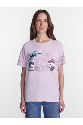Women's Printed Embroidered Tee with Short Sleeves, Sizes XXS-4X