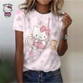 thumbnail image 1 of Hello Kitty Women‘s T-shirt Summer Fashion Short Sleeve Tops  Print O-neck Casual T Shirt For Women‘s Y2k Clothes Plus Size Tees, 1 of 7