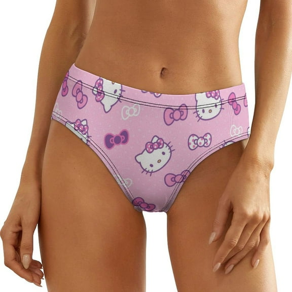 Hello Kitty Women's Underwear Low Rise Full Coverage Briefs Breathable Underpants Ladies Regular Plus Size Panties