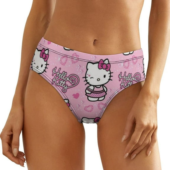 Hello Kitty Women's Underwear Low Rise Full Coverage Briefs Breathable Underpants Ladies Regular Plus Size Panties