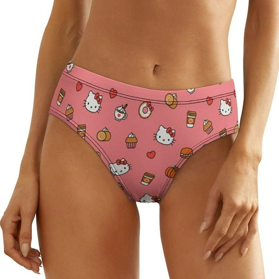 Hello Kitty Women's Underwear Low Rise Full Coverage Briefs Breathable Underpants Ladies Regular Plus Size Panties