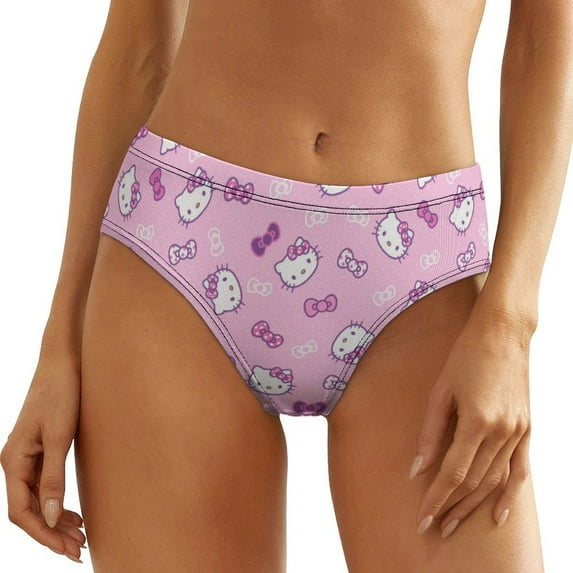 Hello Kitty Women's Underwear Low Rise Full Coverage Briefs Breathable Underpants Ladies Regular Plus Size Panties