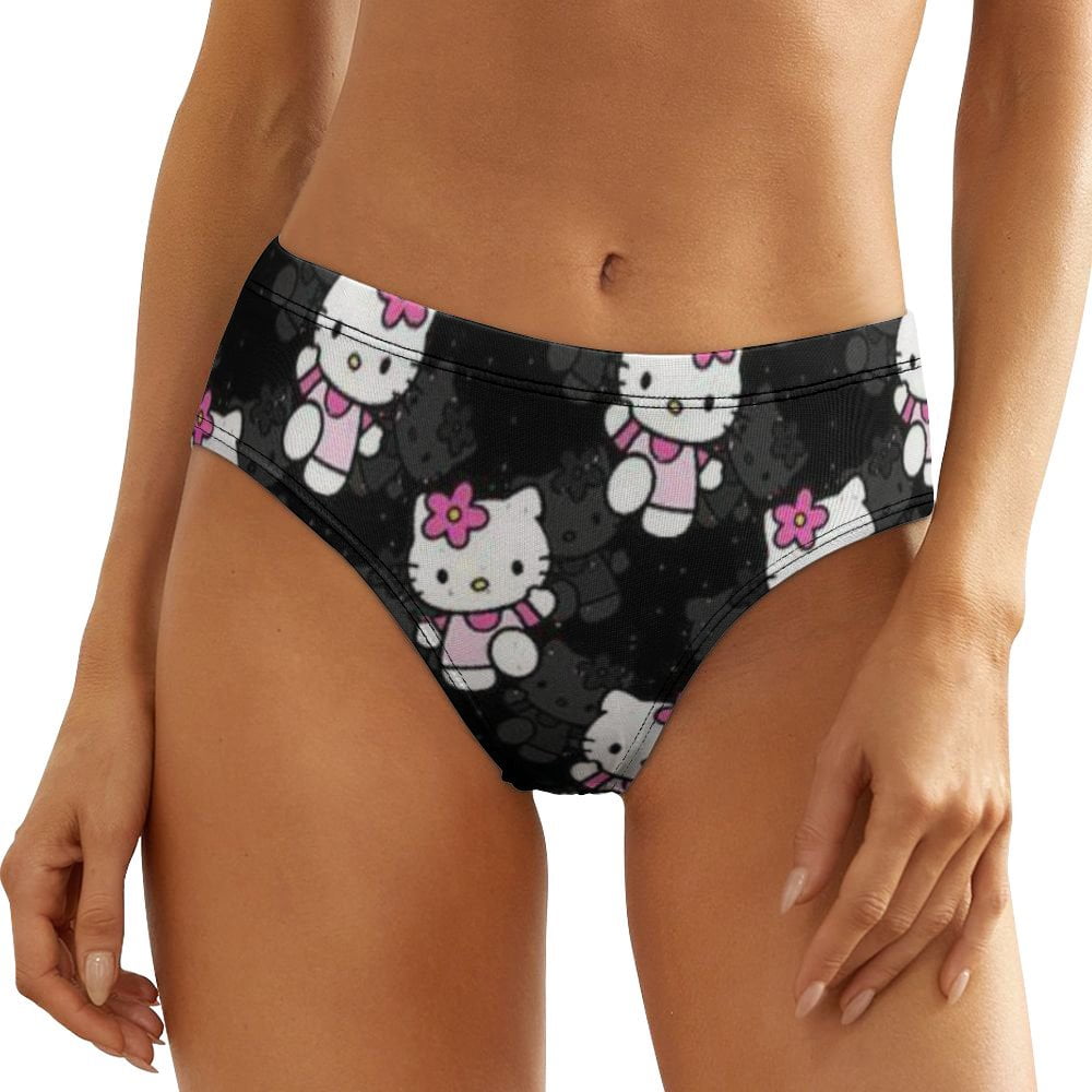 Scyoekwg Women's Cotton Underwear Seamless Hipster Panties Solid Color Stretchy Comfort Ladies Underpants Mid Waisted Underwear Briefs Black S
