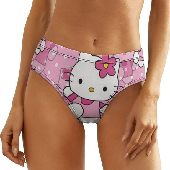 Hello Kitty Women's Underwear Low Rise Full Coverage Briefs Breathable Underpants Ladies Regular Plus Size Panties