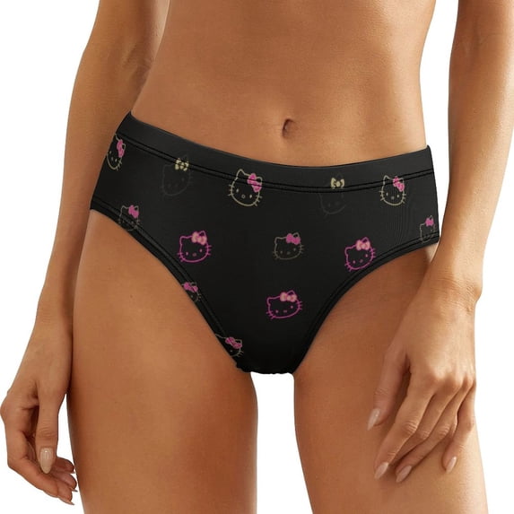 Hello Kitty Women's Underwear Low Rise Full Coverage Briefs Breathable Underpants Ladies Regular Plus Size Panties