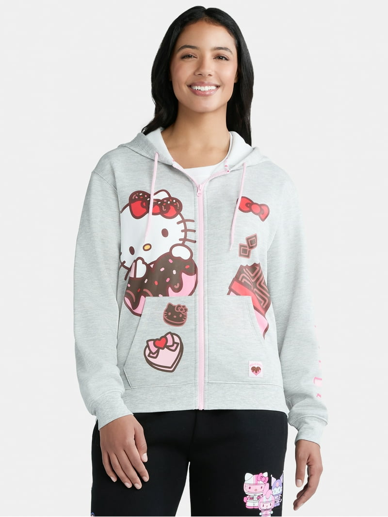 Hello Kitty Women's Valentine's Day Graphic Zip Up Hoodie