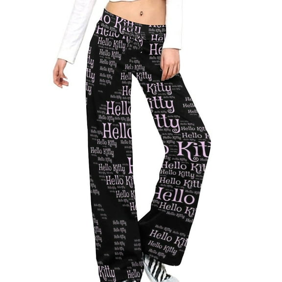 Hello Kitty Women's Wide Leg Yoga Pant Comfy Loose Sweatpants High Waist Lounge Casual Athletic Pant Workout Joggers Pant