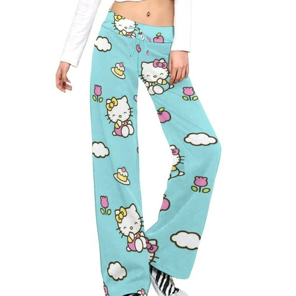 Hello Kitty Women's Wide Leg Yoga Pant Comfy Loose Sweatpants High Waist Lounge Casual Athletic Pant Workout Joggers Pant