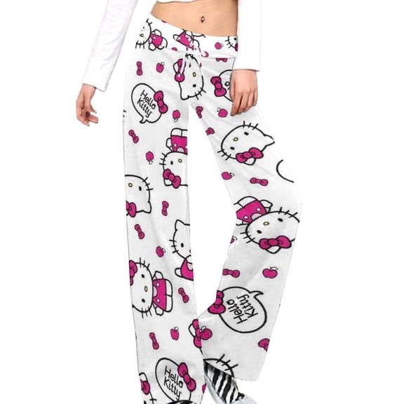 Hello Kitty Women's Wide Leg Yoga Pant Comfy Loose Sweatpants High Waist Lounge Casual Athletic Pant Workout Joggers Pant