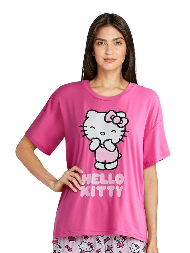 Hello Kitty Women's and Women's Plus Oversized Tee and Pants