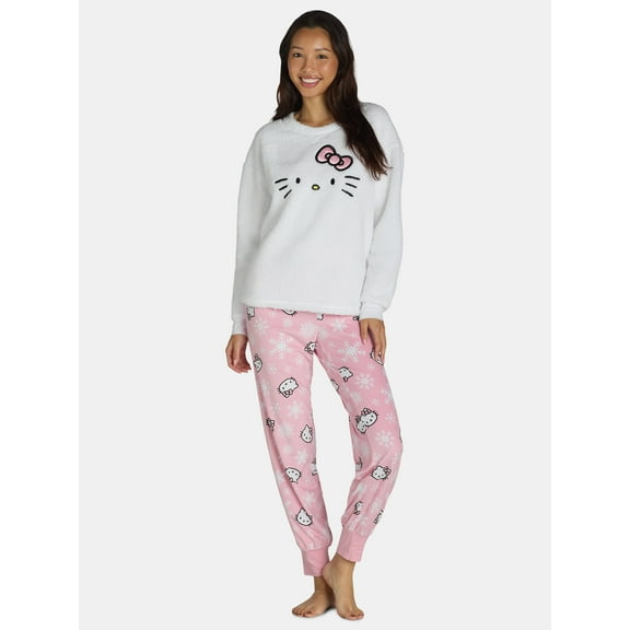 Hello Kitty Women's and Women’s Plus Plush Pajama Set, 2-Piece, Sizes S-3X