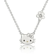 HELLO KITTY Womens April Birthstone Necklace - Clear