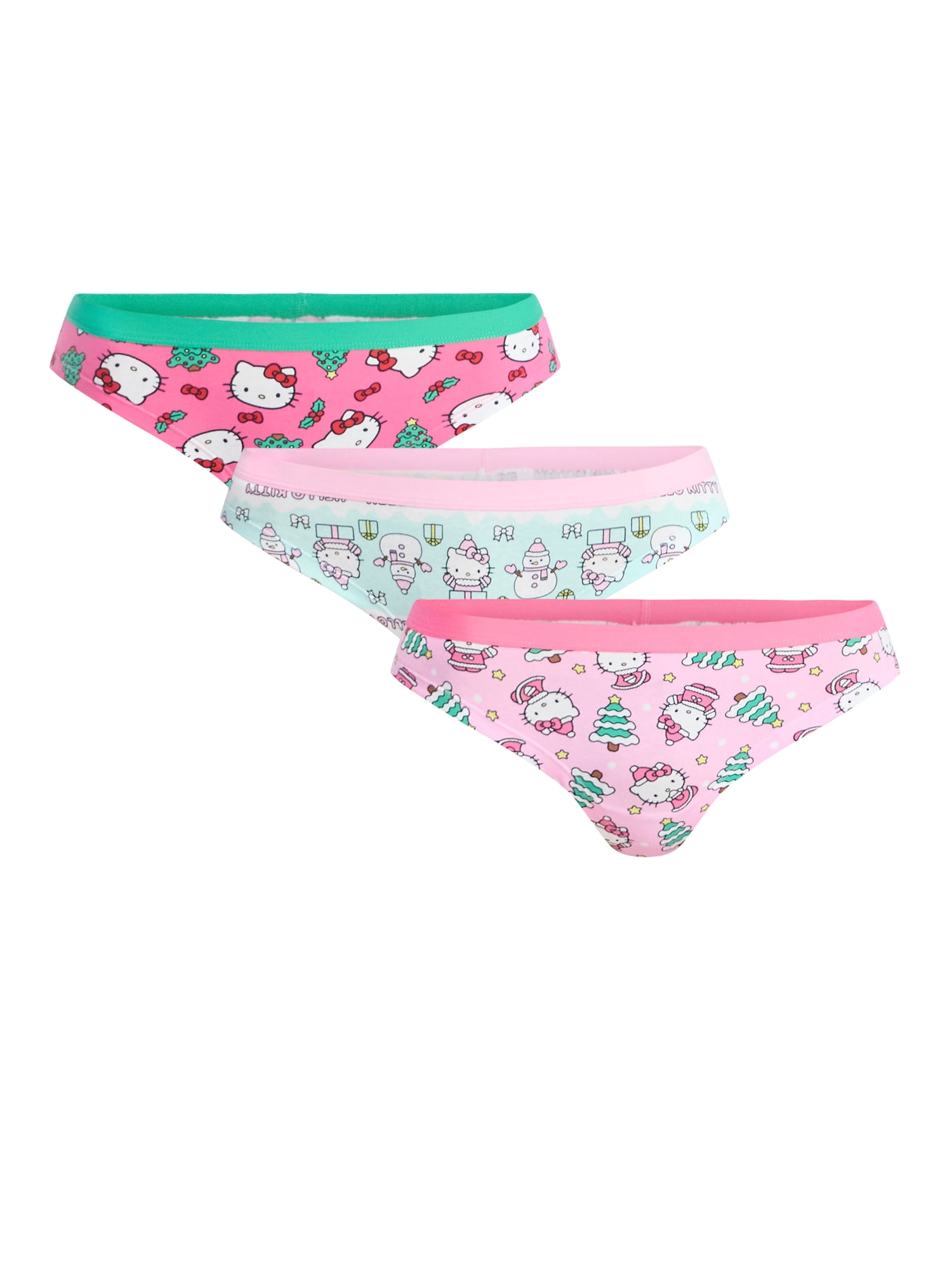 Hello Kitty Women's Christmas Cheeky Panties, 3-Pack, Sizes S-XXL