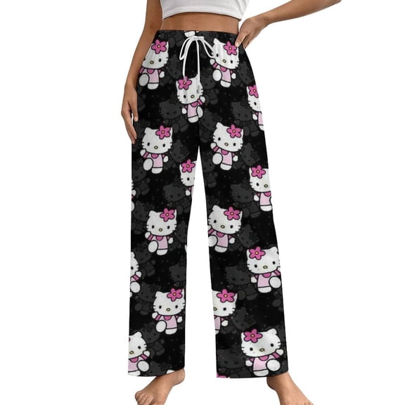 Hello Kitty Womens Comfy Pajama PJ Pants Lounge Pants Sleepwear Drawstring PJ Bottoms Pants