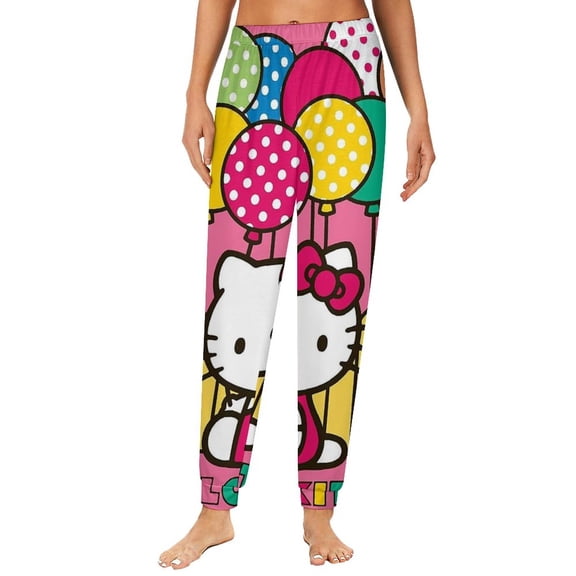 Hello Kitty Womens Comfy Pajama PJ Pants Lounge Pants Sleepwear Drawstring PJ Bottoms Pants