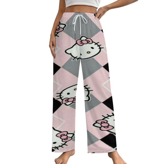 Hello Kitty Womens Comfy Pajama PJ Pants Lounge Pants Sleepwear Drawstring PJ Bottoms Pants