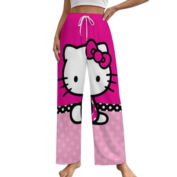 Hello Kitty Womens Comfy Pajama PJ Pants Lounge Pants Sleepwear Drawstring PJ Bottoms Pants