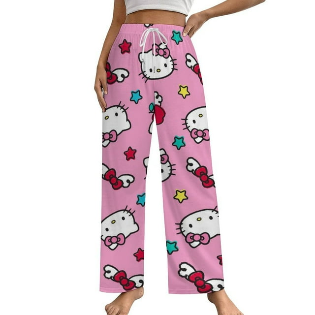 Hello Kitty Womens Comfy Pajama PJ Pants Lounge Pants Sleepwear Drawstring PJ Bottoms Pants