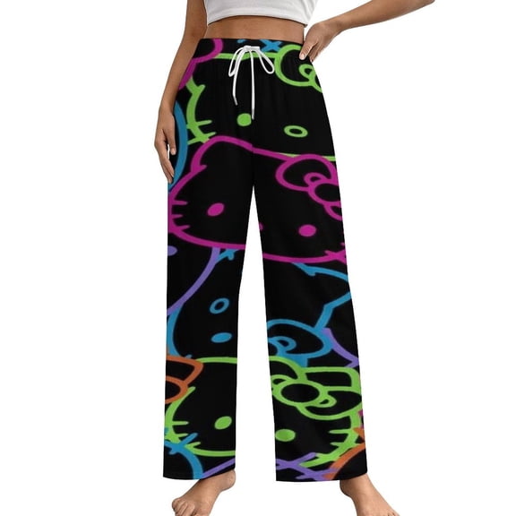 Hello Kitty Womens Comfy Pajama PJ Pants Lounge Pants Sleepwear Drawstring PJ Bottoms Pants