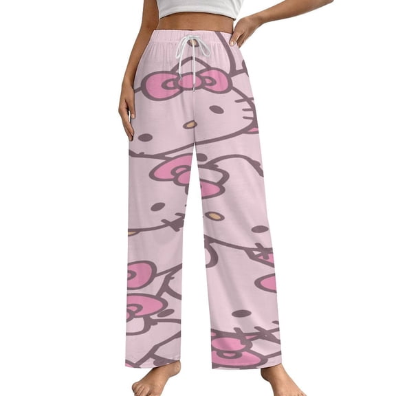 Hello Kitty Womens Comfy Pajama PJ Pants Lounge Pants Sleepwear Drawstring PJ Bottoms Pants