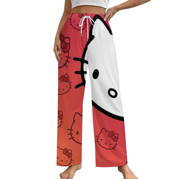 Hello Kitty Womens Comfy Pajama PJ Pants Lounge Pants Sleepwear Drawstring PJ Bottoms Pants