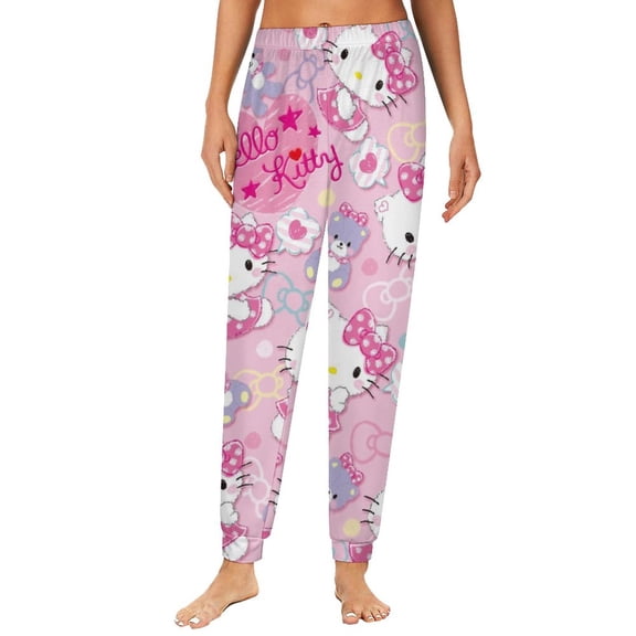 Hello Kitty Womens Comfy Pajama PJ Pants Lounge Pants Sleepwear Drawstring PJ Bottoms Pants