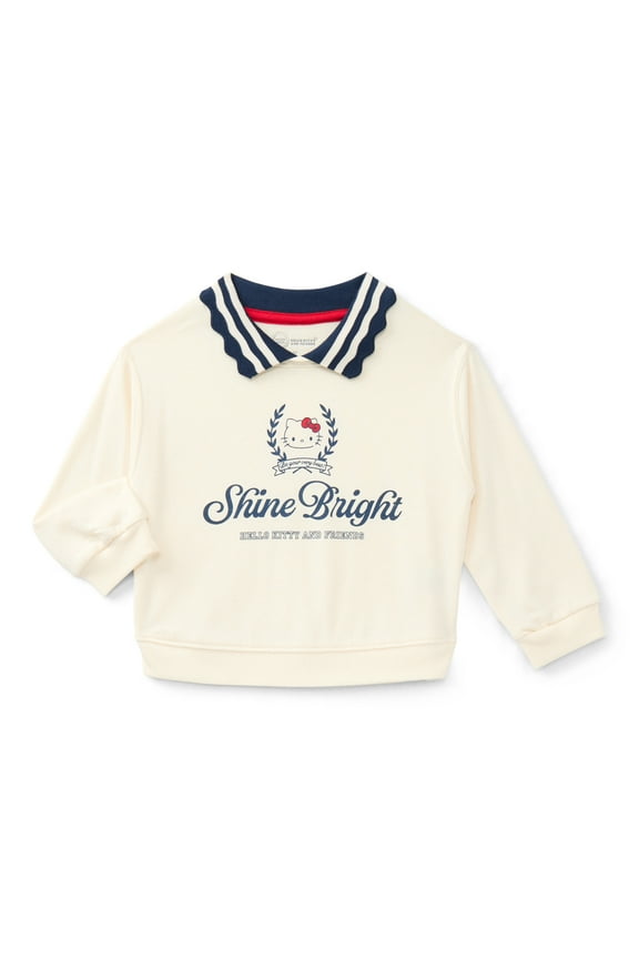 Hello Kitty Baby and Toddler Girls Collared Graphic Sweatshirt with Long Sleeves, Sizes 12M-3T