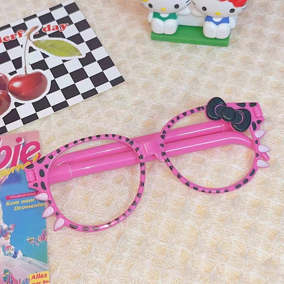 Hello Kitty Y2K Eyeglass Frame Anime Retro Glasses Kawaii Leopard Print ...