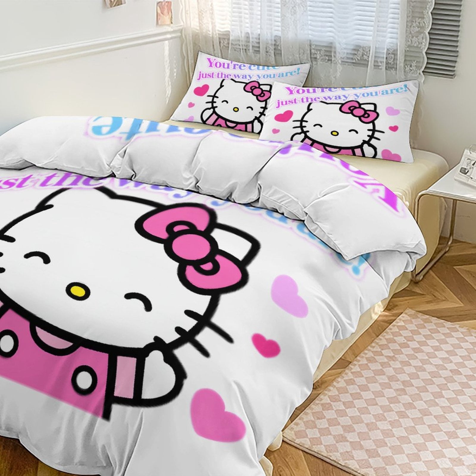 Hello Kitty Y2K Kids Bedding Set 3 Piece Set Cartoon Double-sided Printing Queen - Walmart.com